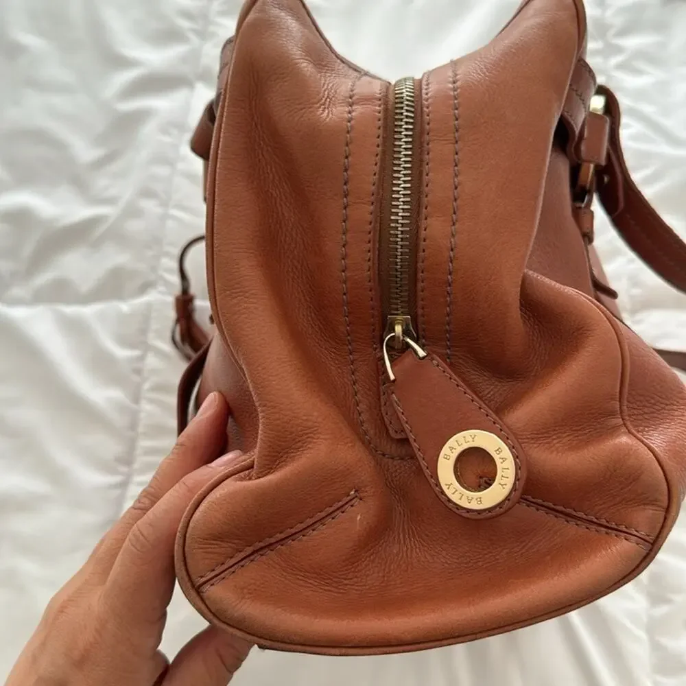 Bally Brown Leather Tote Bag with Tassel & Dust Bag 14x6 Designer Handbag‎